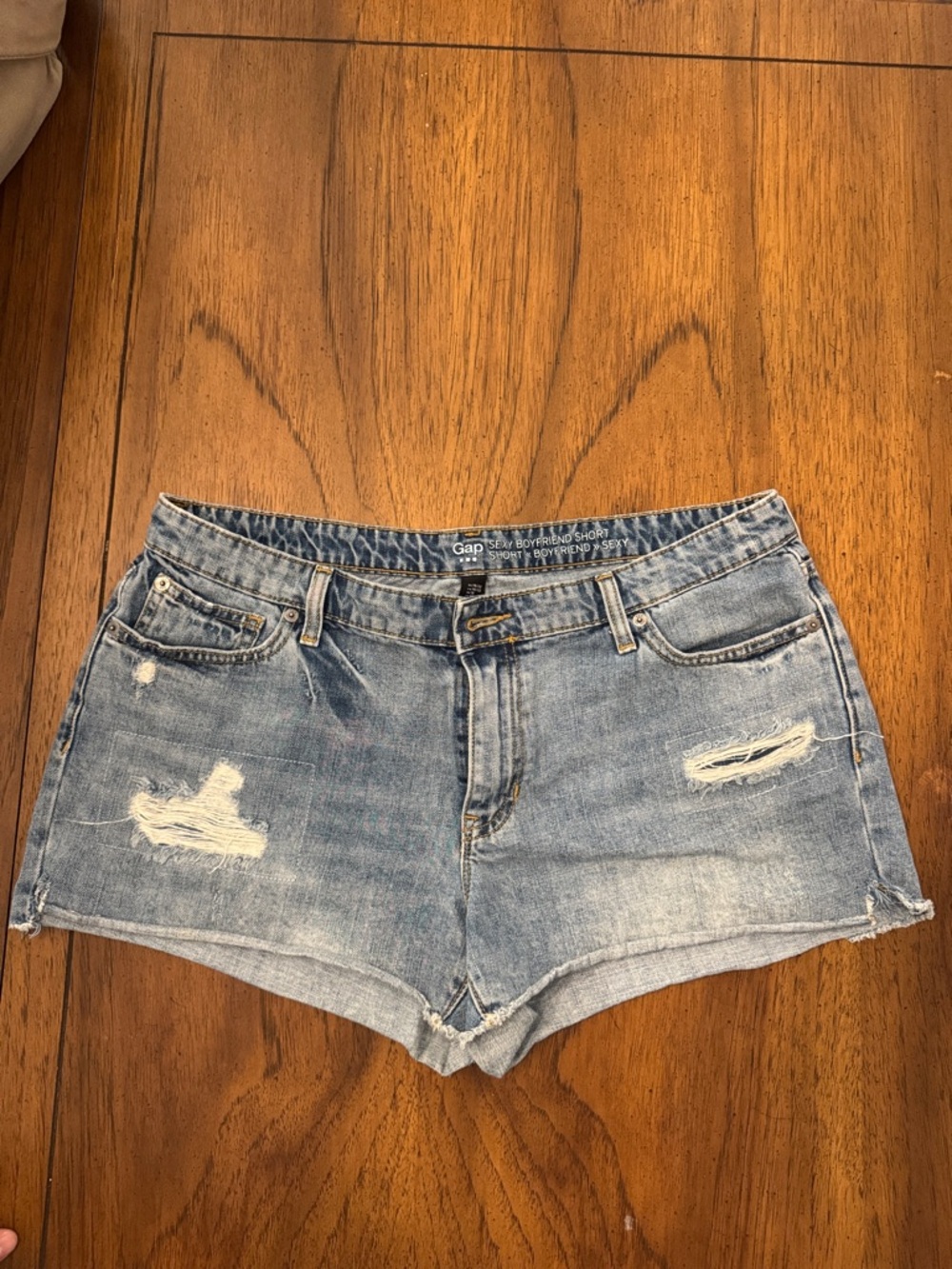 GAP Sexy BF Short Light Blue Distressed Denim Shorts